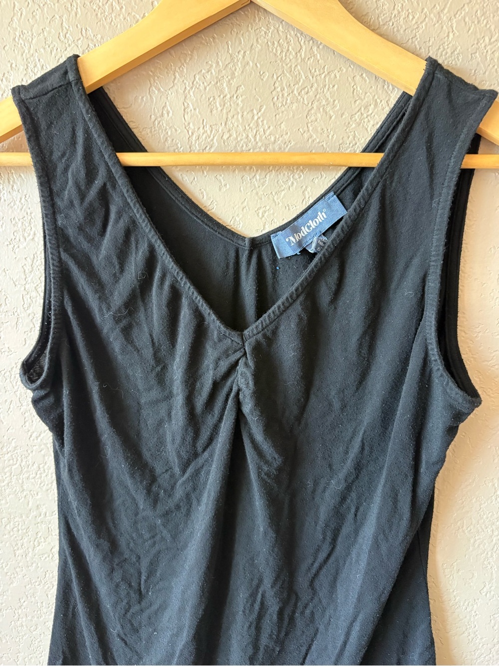 Modcloth Black Tank Top Stretchy V Neck Size Medium Retro 70s 80s - Picture 3 of 6